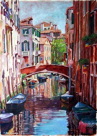 Venice Bridge, oil, 25x18 (63x45 cm)